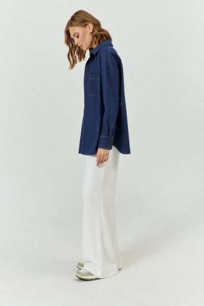 Рубашка женская из джинсовой ткани с накладным карманом COCKTAIL 1027 - фото 6