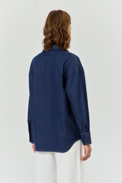 Рубашка женская из джинсовой ткани с накладным карманом COCKTAIL 1027 - фото 4