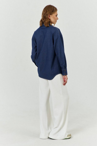 Рубашка женская из джинсовой ткани с накладным карманом COCKTAIL 1027 - фото 3