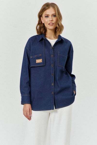 Рубашка женская из джинсовой ткани с накладным карманом COCKTAIL 1027 - фото 1