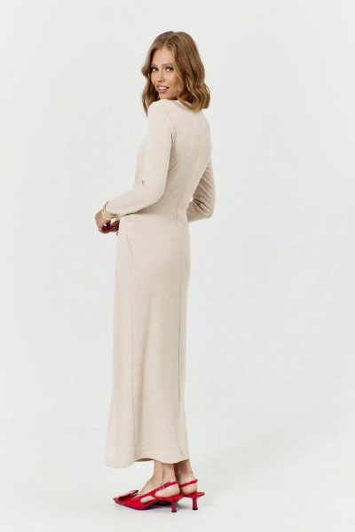 Бежевое платье прилегающего силуэта из трикотажа COCKTAIL 1029/2 - фото 9