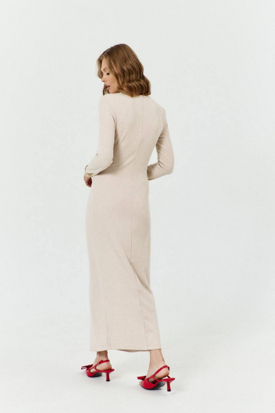 Бежевое платье прилегающего силуэта из трикотажа COCKTAIL 1029/2 - фото 8