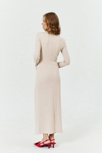 Бежевое платье прилегающего силуэта из трикотажа COCKTAIL 1029/2 - фото 7