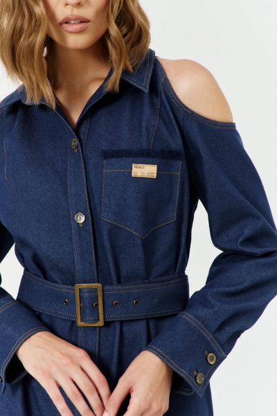 Платье А-силуэта с открытыми плечами и поясом COCKTAIL 1031 - фото 3