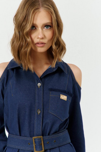 Платье А-силуэта с открытыми плечами и поясом COCKTAIL 1031 - фото 2