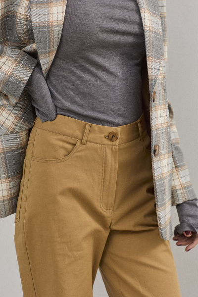 Хлопковые свободные брюки из текстиля с функциями на каждый день DAVA 5187 песок - фото 2