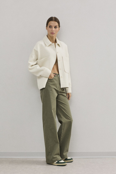 Хлопковые свободные брюки из текстиля с функциональными карманами DAVA 5187 хаки - фото 5