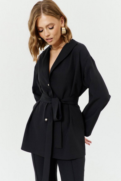 Костюм из блузы и клеш-брюк с воротником В-образным COCKTAIL 1037 - фото 8