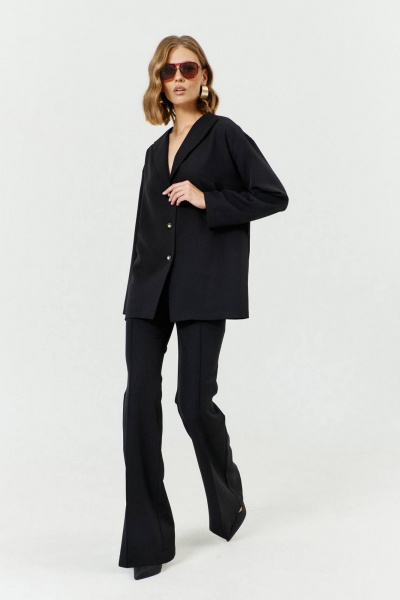 Костюм блуза и клеш-брюки с поясом и воротником В-образным COCKTAIL 1037/1 - фото 7