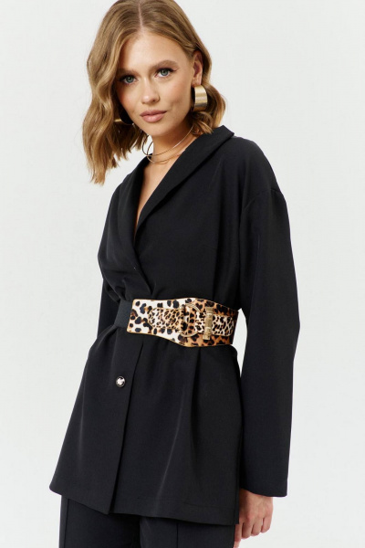 Костюм блуза и клеш-брюки с поясом и воротником В-образным COCKTAIL 1037/1 - фото 6