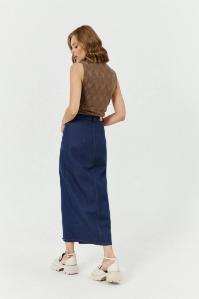 Длинная юбка с разрезом, притачным поясом и карманами COCKTAIL 1038 - фото 6