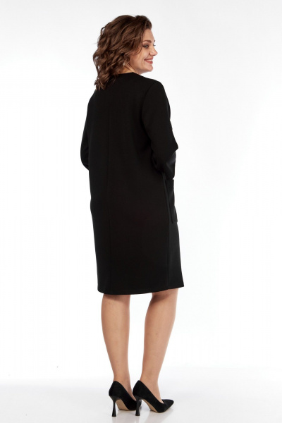 Черное платье с косыми нагрудными вытачками и боковыми карманами Диомант 2006 черный - фото 7