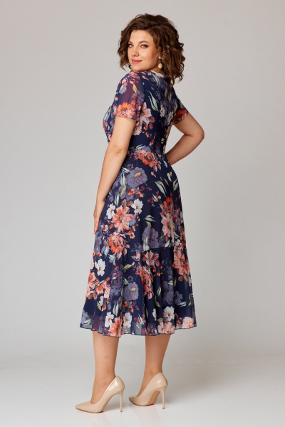 Платье и жакет из шифона и костюмной ткани с пиджачным воротником Slaviaelit 166 т.синий+пудровый - фото 8