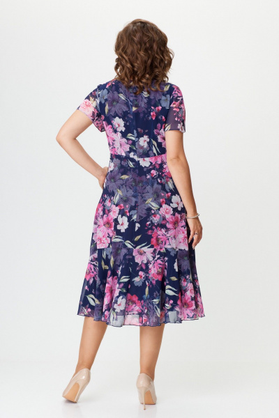 Демисезонный костюм из шифона с А-силуэтом Slaviaelit 166 т.синий+розовый - фото 7