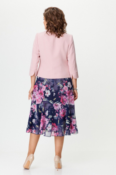 Демисезонный костюм из шифона с А-силуэтом Slaviaelit 166 т.синий+розовый - фото 3