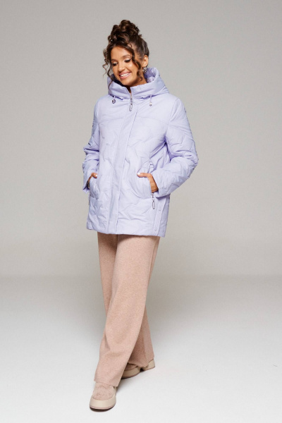 Фиолетовая демисезонная куртка прямого кроя с карманами и капюшоном Beautiful&Free 6234 лиловый - фото 4