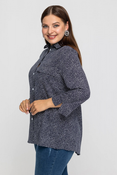 Демисезонная блузка из вискозы с накладным карманом Avila 0970 темно-синий - фото 5