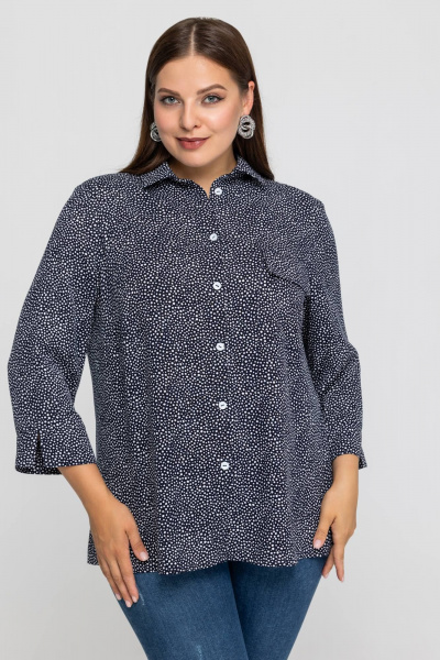 Демисезонная блузка из вискозы с накладным карманом Avila 0970 темно-синий - фото 2