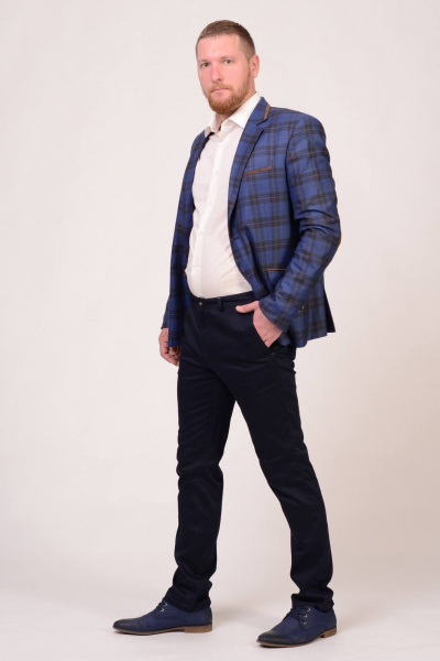 Брюки деловые прямые с эластаном, зауженные к низу LAGENTE 6032.170 синий - фото 2