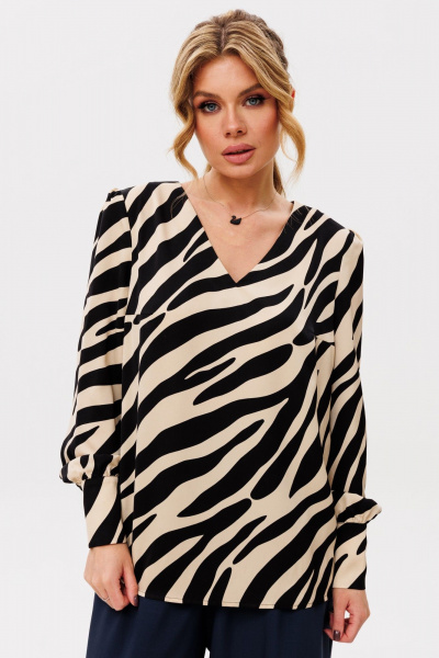 Круглогодичная блуза из текстиля с V-вырезом и сборками Ambera Style 1038-4 - фото 1