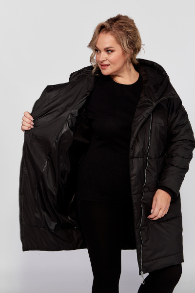 Демисезонная удлиненная куртка с объёмным капюшоном Algranda А3913-a - фото 9