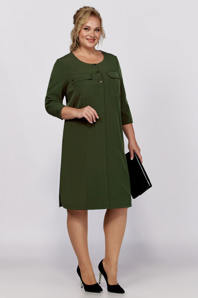 Платье прямого силуэта с планкой и карманами в стиле Классика Algranda А4023-4 - фото 1