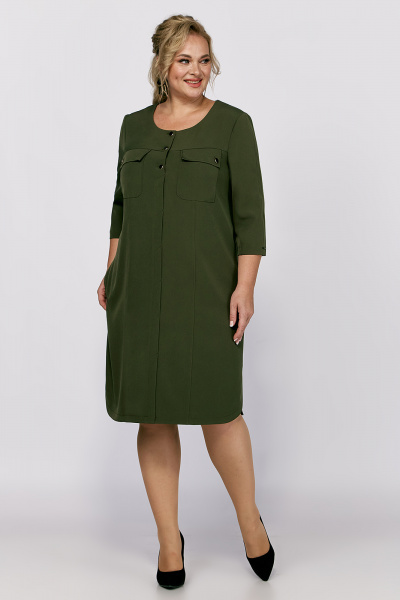 Платье прямого силуэта с планкой и карманами в стиле Классика Algranda А4023-4 - фото 2