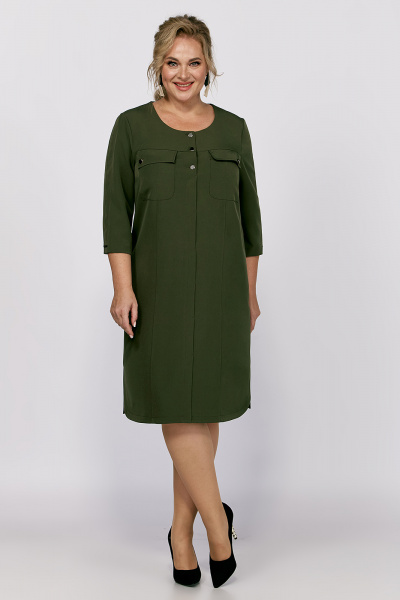 Платье прямого силуэта с планкой и карманами в стиле Классика Algranda А4023-4 - фото 4