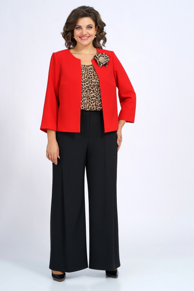Блуза, брюки, жакет Alani Collection 2197 красный+черный - фото 2