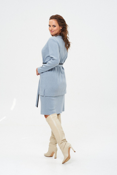Кардиган с юбкой из трикотажа на каждый день TVIN 7762 голубой - фото 9