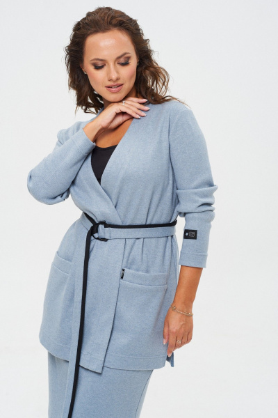 Кардиган с юбкой из трикотажа на каждый день TVIN 7762 голубой - фото 7