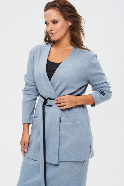 Кардиган с юбкой из трикотажа на каждый день TVIN 7762 голубой - фото 6
