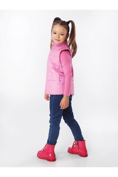 Демисезонный утепленный жилет для девочки с шевроном и рельефами АРТУС 23С88-Р57 розовая_бегония - фото 6