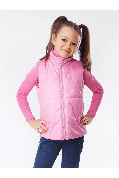 Демисезонный утепленный жилет для девочки с шевроном и рельефами АРТУС 23С88-Р57 розовая_бегония - фото 1