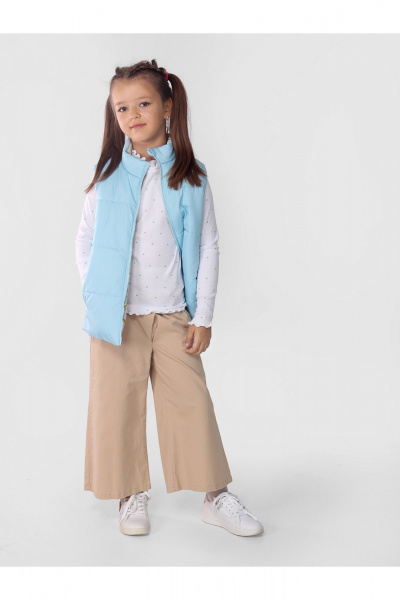 Демисезонный утепленный жилет для девочки с строчками АРТУС 23С79-Р57 светло-голубой - фото 3