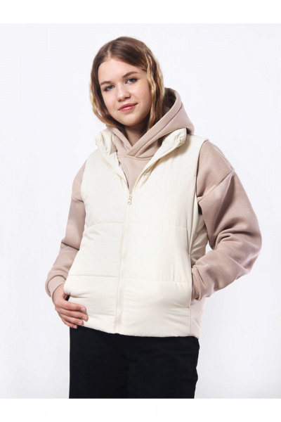 Жилет для девочки старшей школьной группы демисезонный АРТУС 24С7-Р57 молочный - фото 1