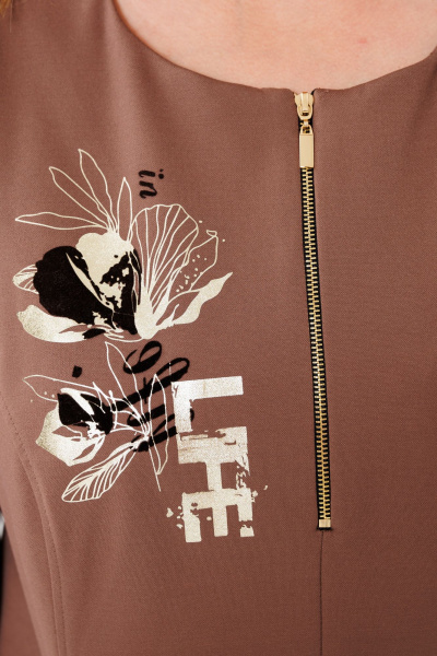 Платье свободное из трикотажа с карманами и молнией BRELA 2381 шоколад - фото 6