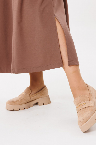 Платье свободное из трикотажа с карманами и молнией BRELA 2381 шоколад - фото 4