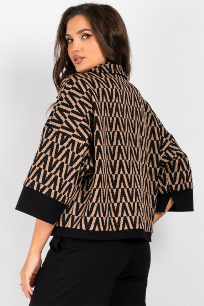 Костюм жакет и брюки прямого силуэта из трикотажа VIZAVI 812 кэмел+черный - фото 4