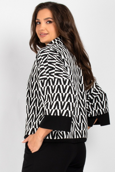 Костюм жакет и брюки прямого силуэта из ткани VIZAVI 812 черно-белый - фото 5