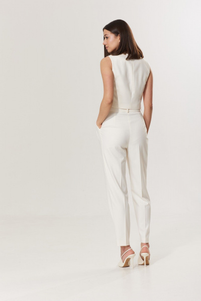 Классические брюки зауженные с высокой посадкой T.N.D М310 молоко - фото 5