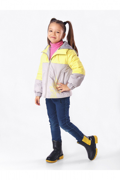Демисезонная утепленная куртка для девочки с кокетками АРТУС 23С86-Р57 желтый - фото 1
