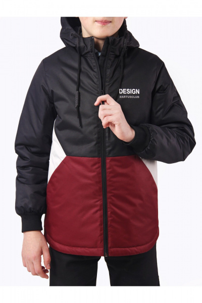 Демисезонная утепленная куртка для мальчика с печатью АРТУС 23С78-Р57 темно-бордовый - фото 7