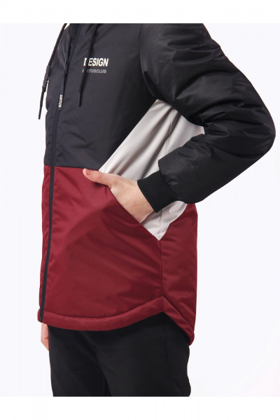 Демисезонная утепленная куртка для мальчика с печатью АРТУС 23С78-Р57 темно-бордовый - фото 6