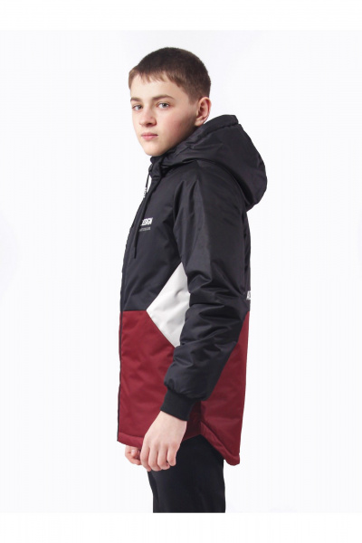 Демисезонная утепленная куртка для мальчика с печатью АРТУС 23С78-Р57 темно-бордовый - фото 4