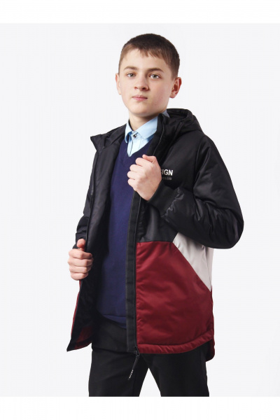 Демисезонная утепленная куртка для мальчика с печатью АРТУС 23С78-Р57 темно-бордовый - фото 3