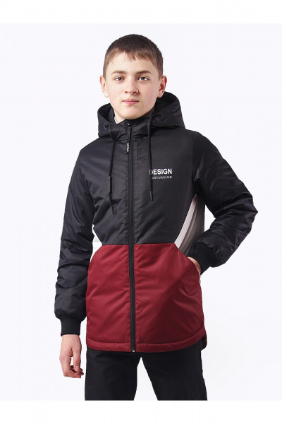Демисезонная утепленная куртка для мальчика с печатью АРТУС 23С78-Р57 темно-бордовый - фото 2
