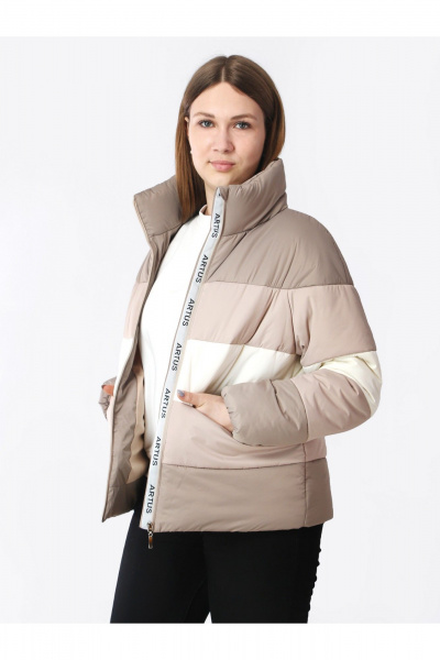 Куртка для девочки с кокетками демисезонная утепленная АРТУС 24С20-Р57 бежевый - фото 2