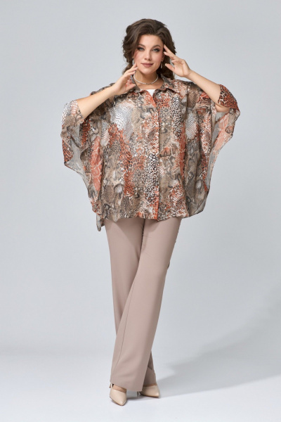 Брюки прямого силуэта из текстиля с застежкой на молнию Fita 20265 кофейный - фото 9