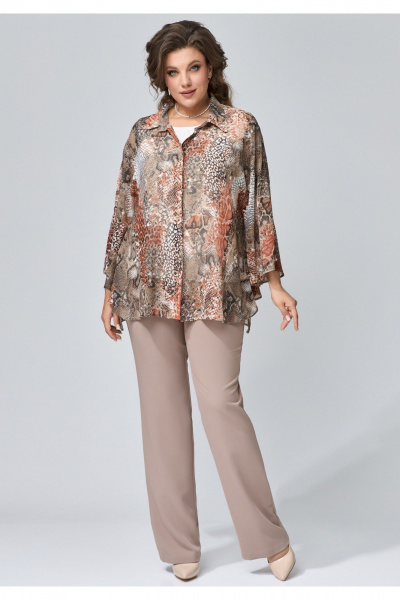 Брюки прямого силуэта из текстиля с застежкой на молнию Fita 20265 кофейный - фото 8